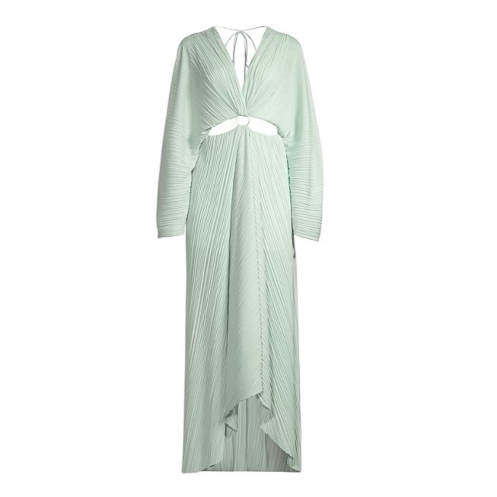 AKILA Grecian Plissé Cut-Out Maxi Dress Women's 2 V-Neck High-Low - Picture 2 of 4